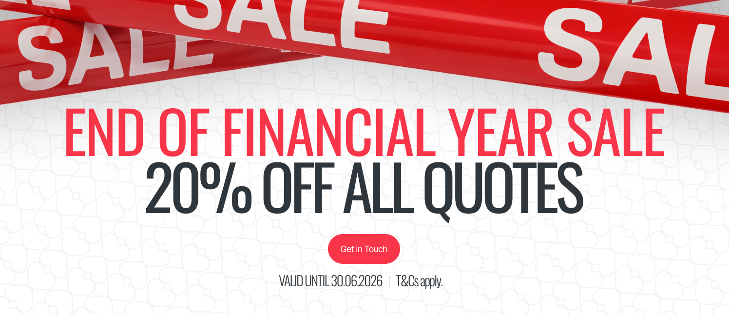 End of financial year sale banner: 20% off all quotes at Strawberry Solutions